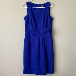 Taylor Royal Blue Cotton Dress with Sewn Geometric Pattern & Scoop Neck Size 10